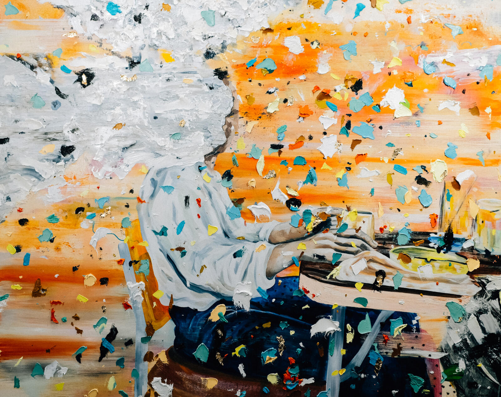 Coffee &amp; Cigarettes - 48&quot; x 60&quot;, Acrylic on canvas